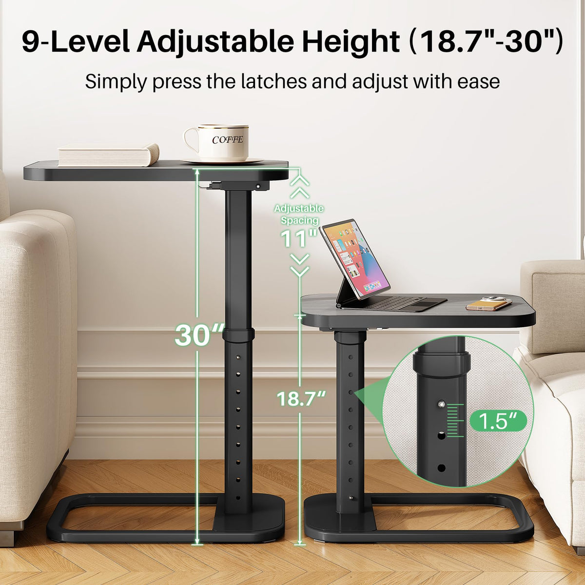 Kitstorack TV tray with panel lock enables easy 90-degree flip for storage.
