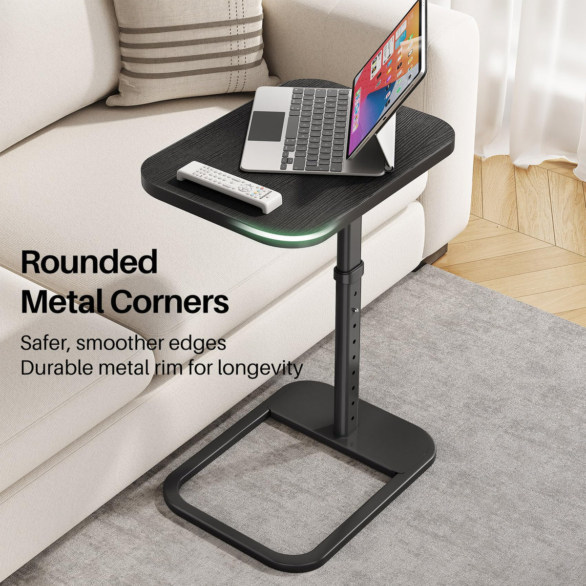 Kitstorack TV Tray Table with rounded metal edges for safe, stylish use