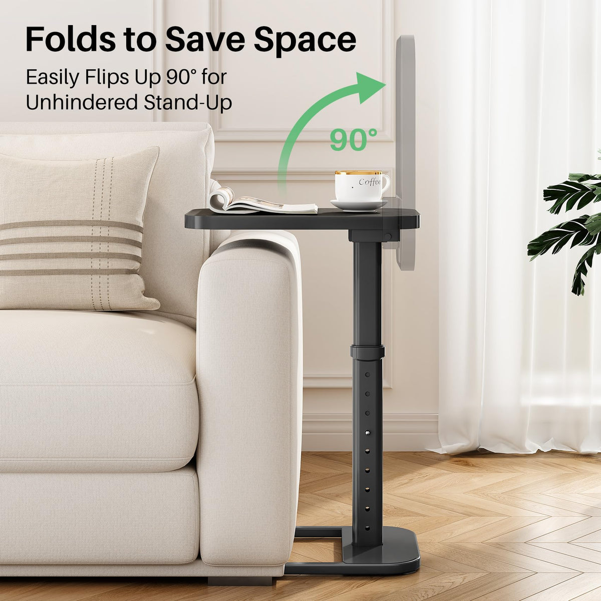 Kitstorack TV Tray Table space-saving design fits beside sofa