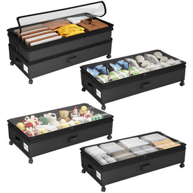 Kitstorack under-bed storage with wheels front view for easy mobility.