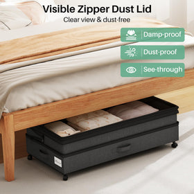 Kitstorack under-bed storage wheels with locking mechanism for stability.