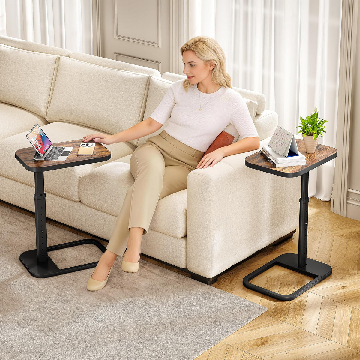 Kitstorack under-sofa sliding design keeps drinks within reach without floor clutter