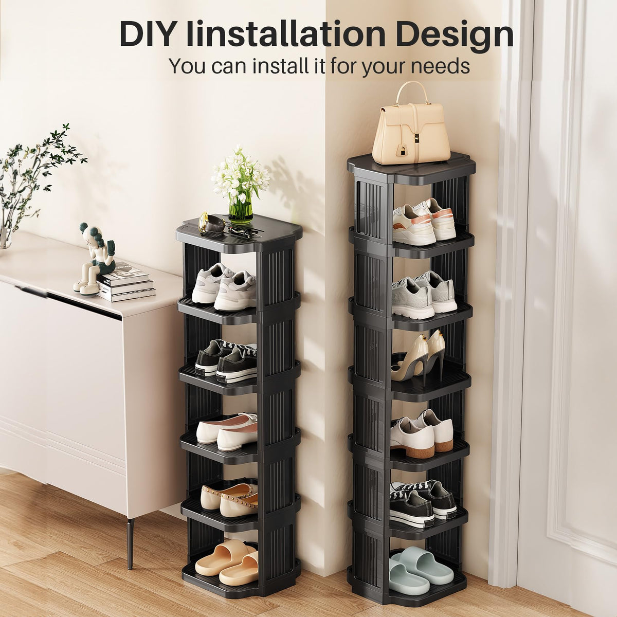 Kitstorack wall-back panel keeps shoes aligned and walls scuff-free.