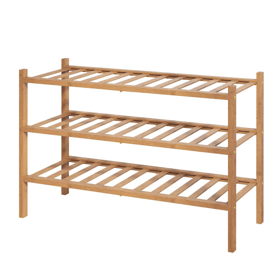 Kitsure bamboo shoe rack 3-tier design for compact storage and easy access