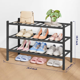 Kitsure bamboo shoe rack stackable design for versatile entryway storage