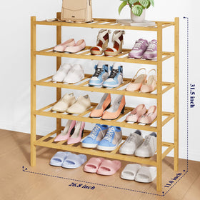 Kitsure bamboo shoe rack stackable modular design, assembly view for versatile storage.