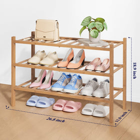 Kitsure bamboo shoe rack stackable modular setup for customizable storage