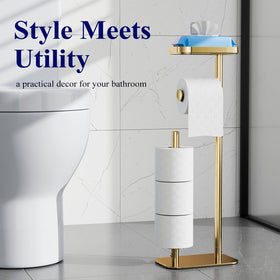 Bathroom organizer stand keeps essentials within reach