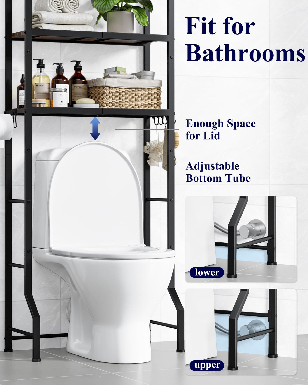 Kitsure built-in paper holder and hooks reduce clutter and grab essentials.