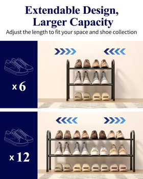 Kitsure extendable shoe rack bottom storage boosts capacity without extra footprint.