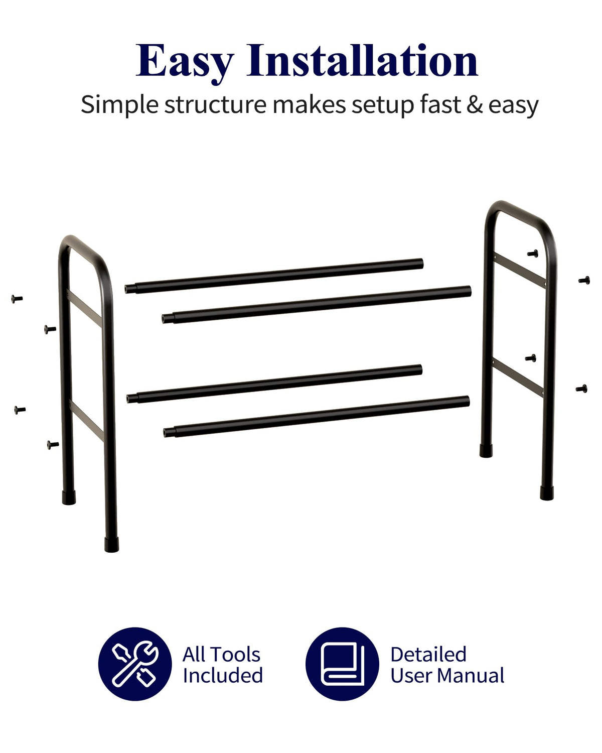 Kitsure extendable shoe rack compact design helps keep shoes accessible.