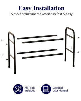 Kitsure extendable shoe rack compact design helps keep shoes accessible.