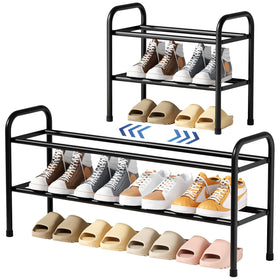 Kitsure extendable shoe rack shows length-adjusted frame for tight entryways and flexible storage.