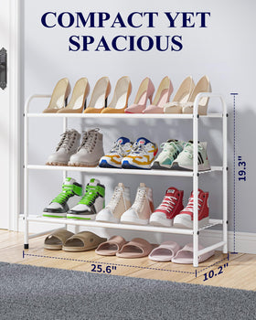 Kitsure front door entry shoe rack declutters entryways with a sleek metal finish.