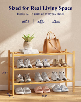Kitsure natural bamboo construction delivers durable, easy-to-clean shelving.