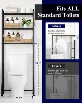Kitsure over-toilet storage rack waterproof coating resists humidity and rust