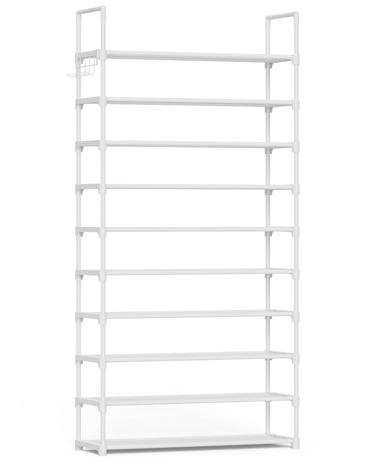 Kitsure 10-tier shoe rack front view, keeps footwear organized.