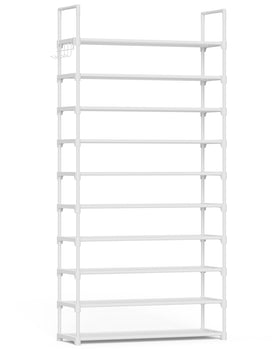 Kitsure 10-tier shoe rack front view, keeps footwear organized.