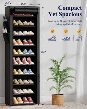 Kitsure shoe rack side view showcasing tall, space-saving design