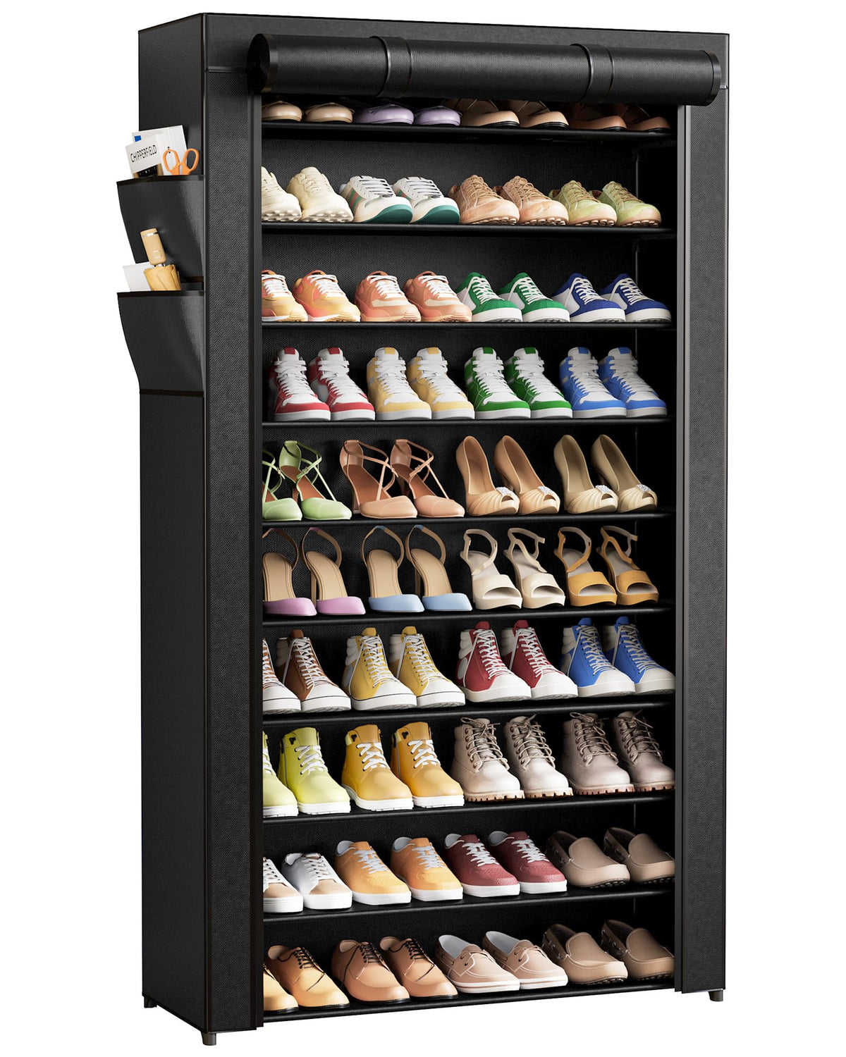 Kitsure 10-tier shoe rack demonstrates organized closet storage capacity.