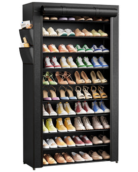 Kitsure 10-tier shoe rack demonstrates organized closet storage capacity.