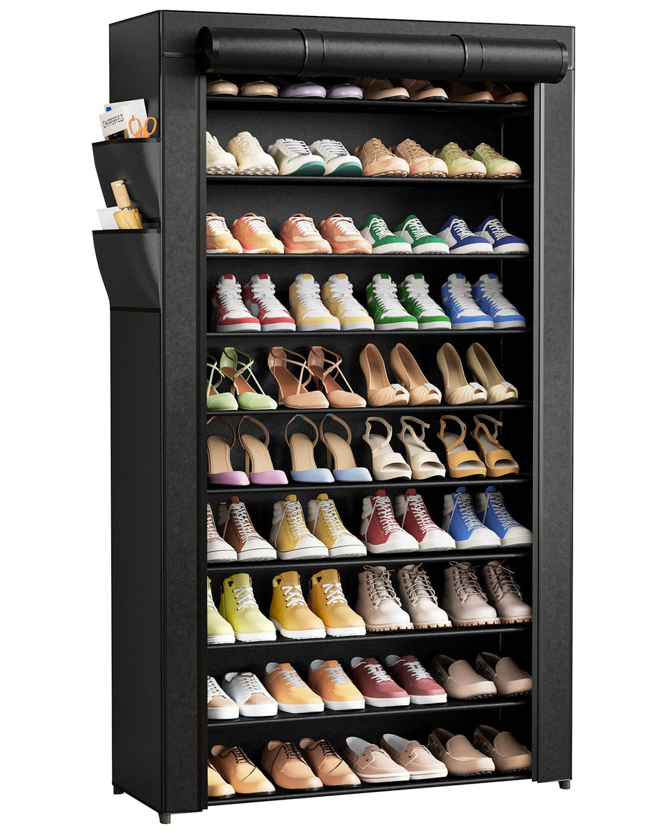 Kitsure 10-tier shoe rack demonstrates organized closet storage capacity.