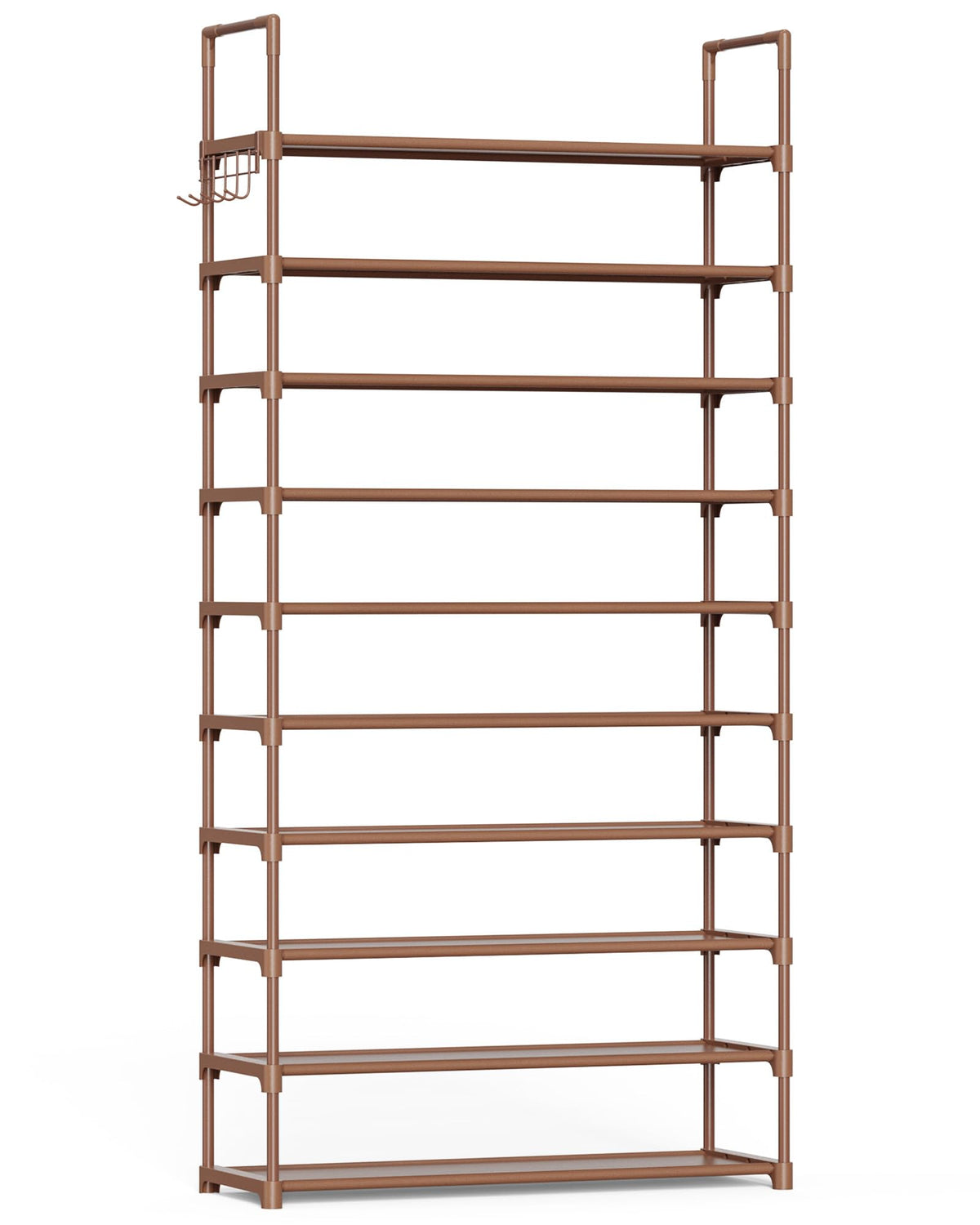 Kitsure 10-tier shoe rack front view with spacious shelves for organized entryway storage.