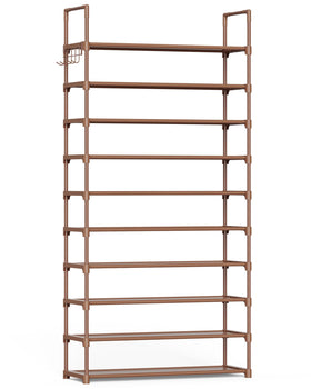Kitsure 10-tier shoe rack front view with spacious shelves for organized entryway storage.