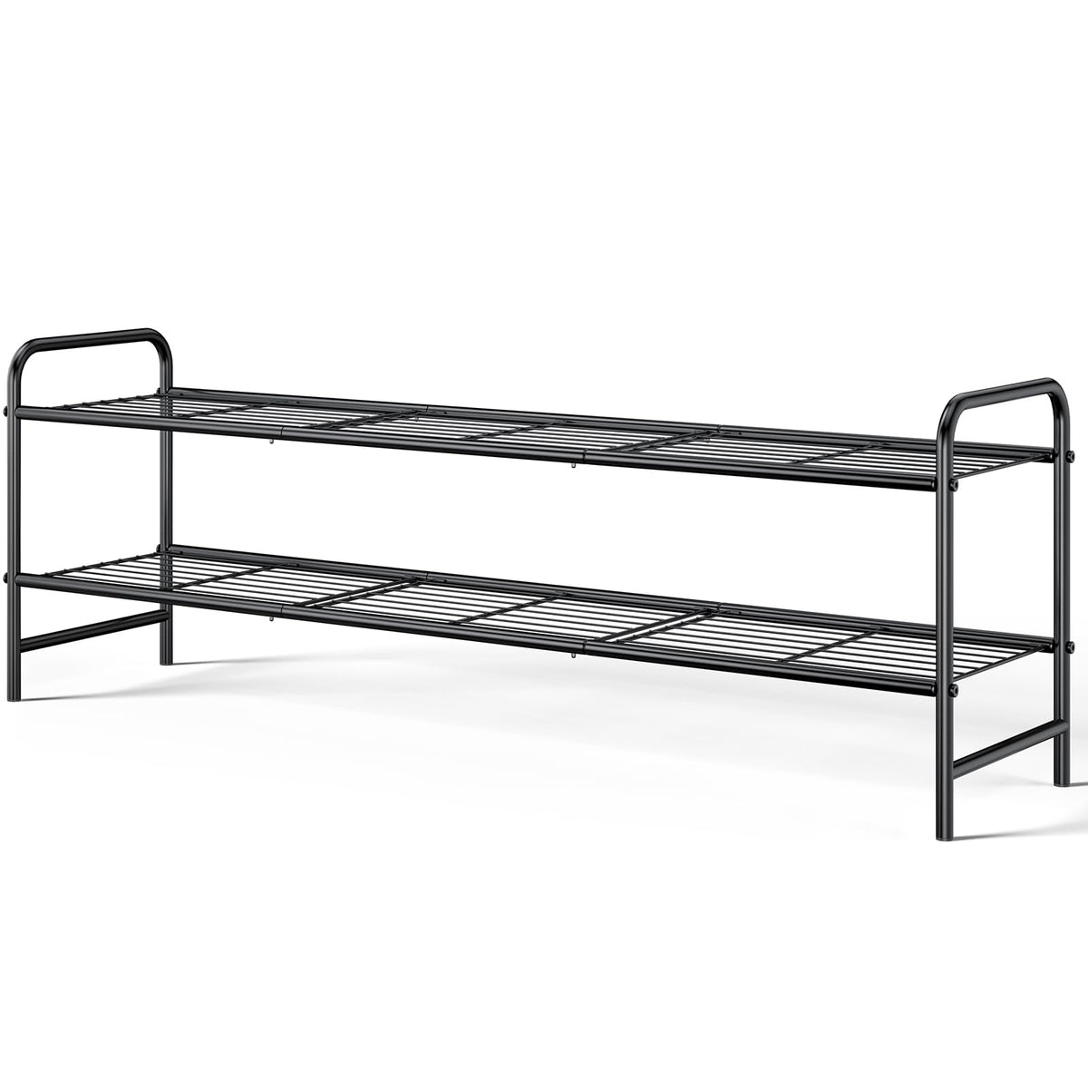 Kitsure shoe rack 2-tier black for compact closet organization