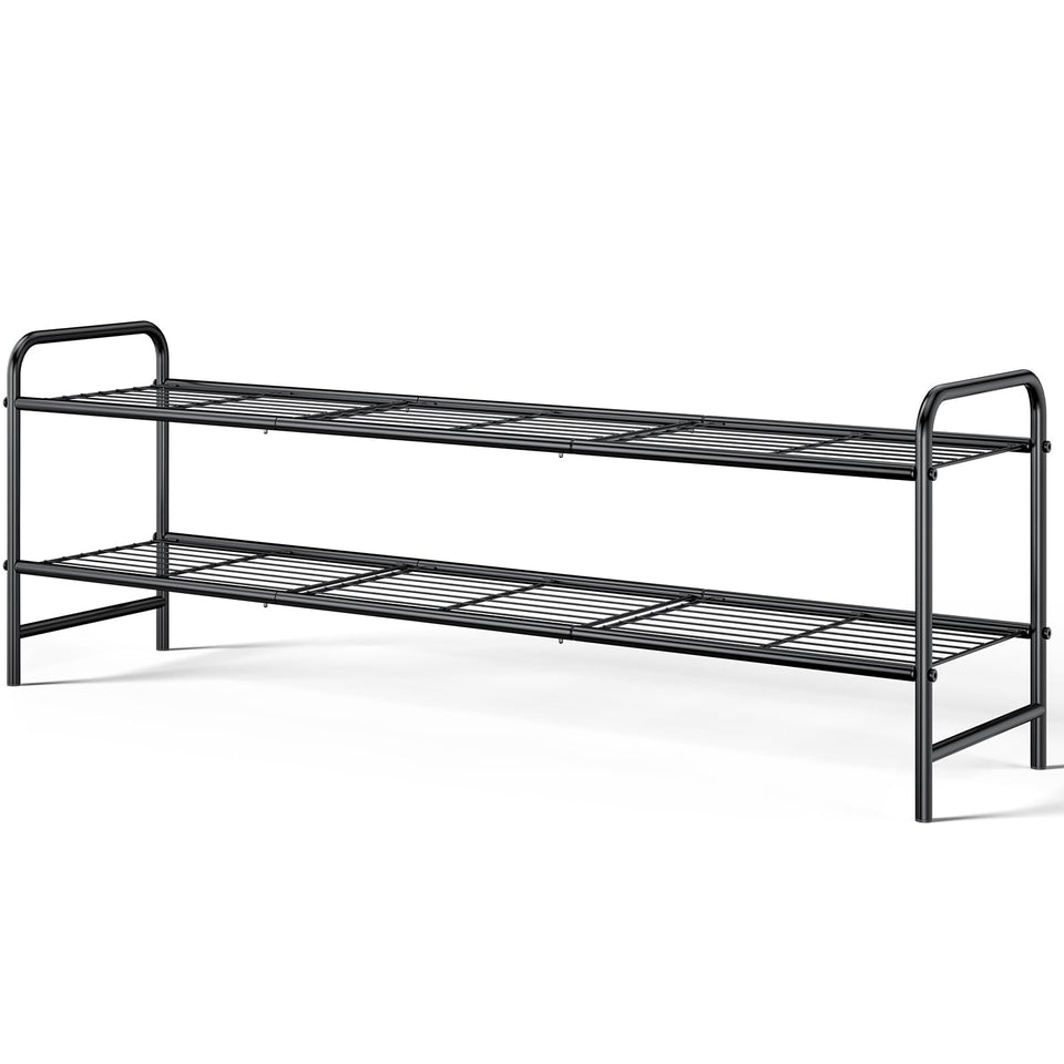 Kitsure shoe rack 2-tier black for compact closet organization