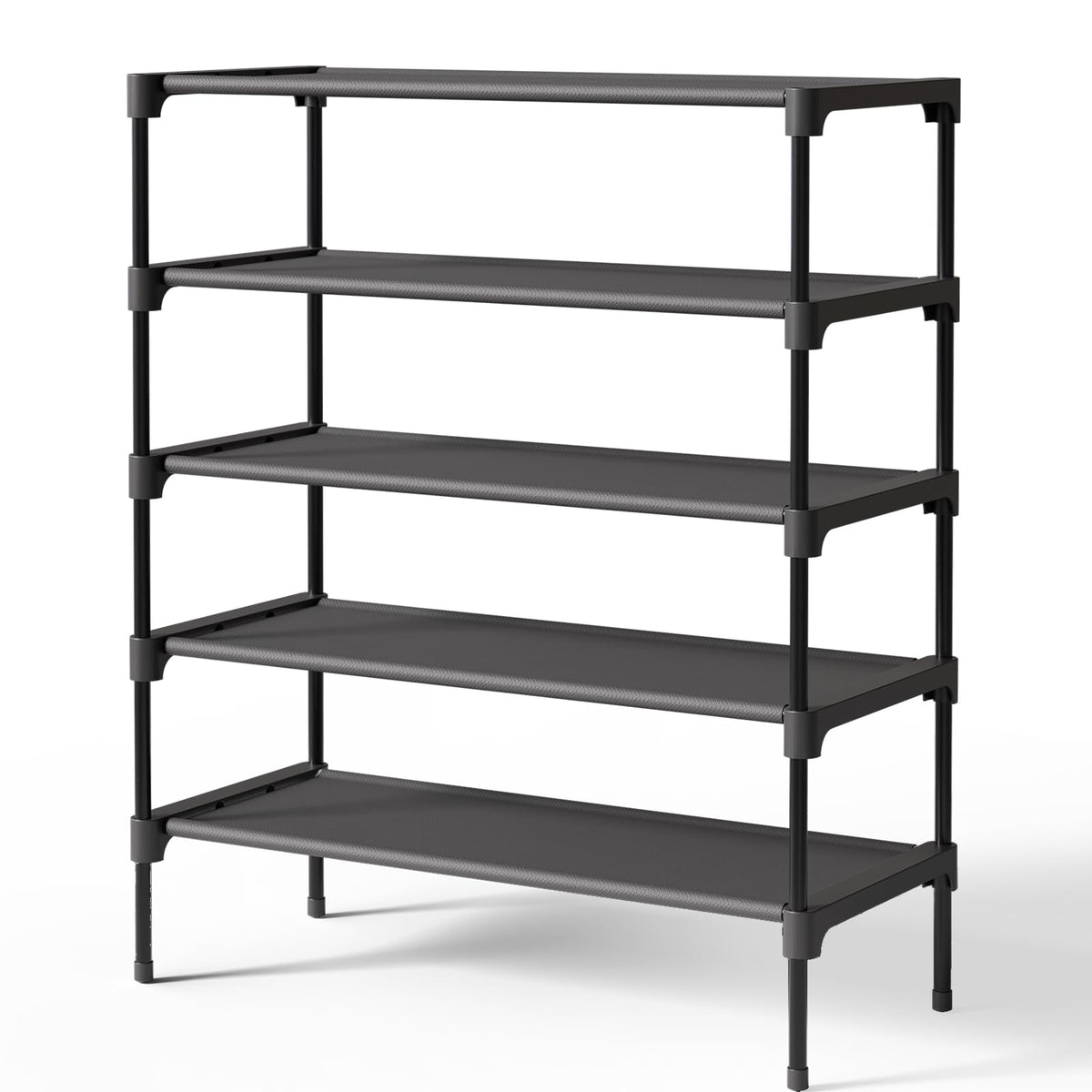 Kitsure 5-tier shoe rack front view showing spacious storage for sneakers and heels