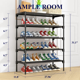 Kitsure 5-tier shoe rack side view highlighting sturdy frame and compact footprint