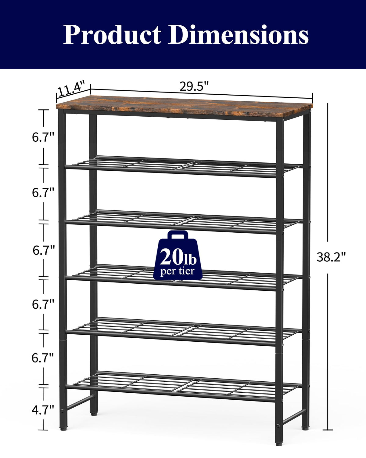 Kitsure shoe rack top shelf provides space for bags and decor