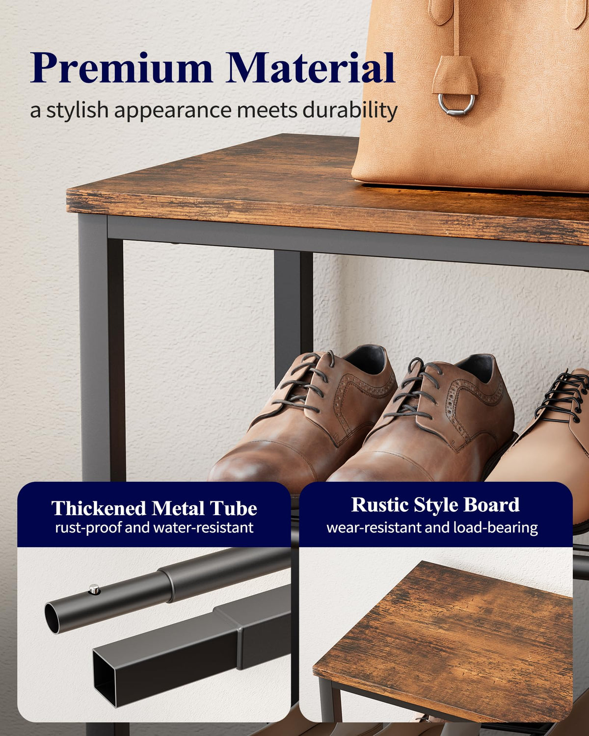 Kitsure space-saving rack maximizes closet or entryway area.
