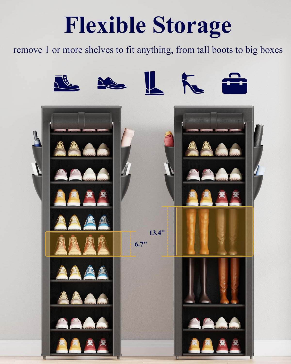 Kitsure dust-cover closed protecting shoes in a tidy entryway