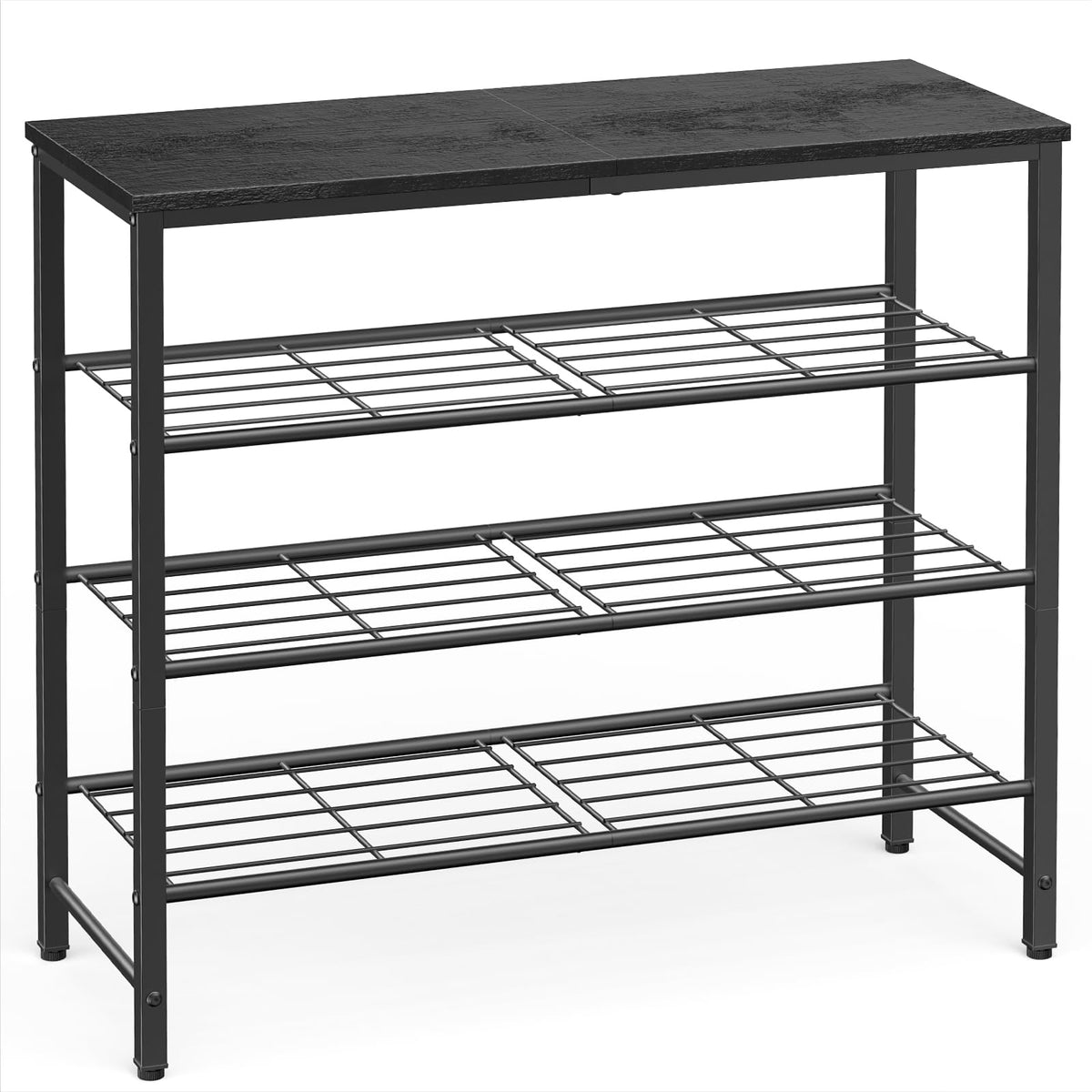 Kitsure shoe rack entryway front view shows spacious tiers for organized shoes.