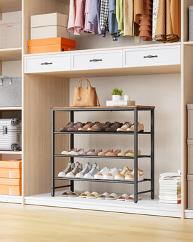 Kitsure shoe rack front view highlighting space efficiency.