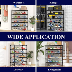 Kitsure shoe rack in garage or closet keeps clutter under control and footwear organized