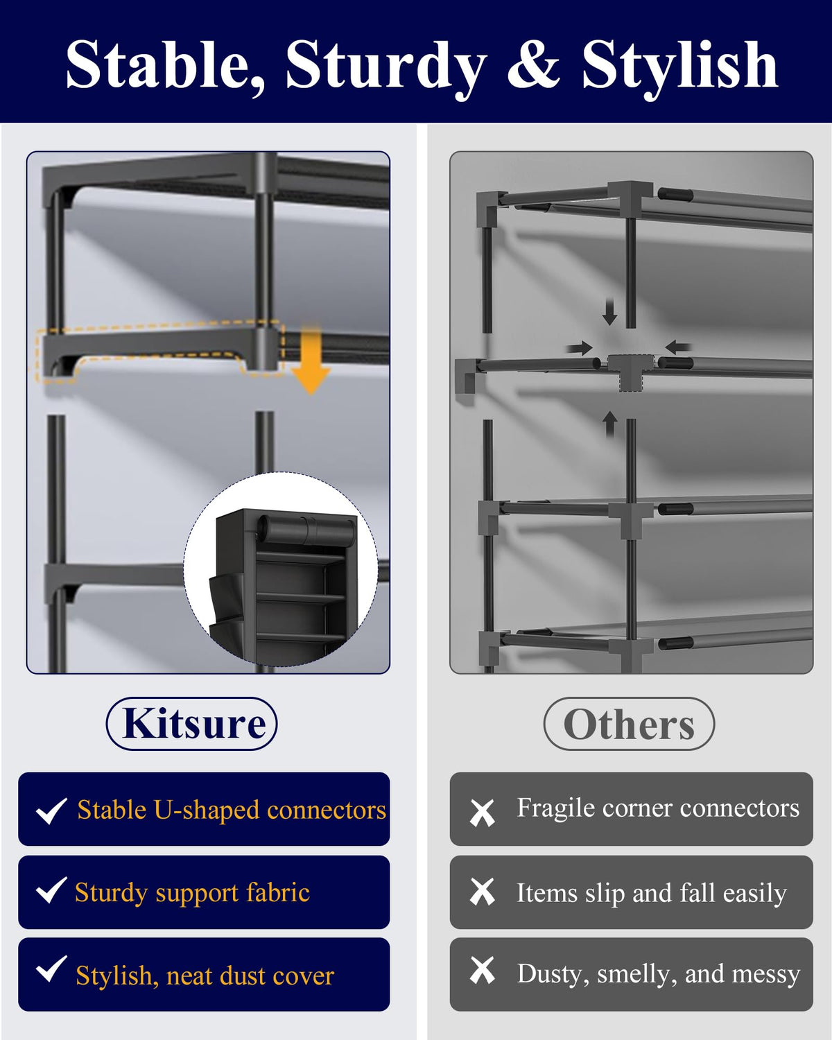 Kitsure rack with side pockets storing small accessories
