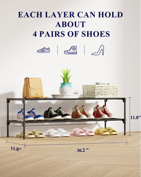 Kitsure shoe rack stackable design saves space in closets and entryways.