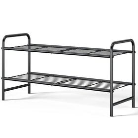 Kitsure shoe rack with stainless steel, two-tier design for organized everyday footwear