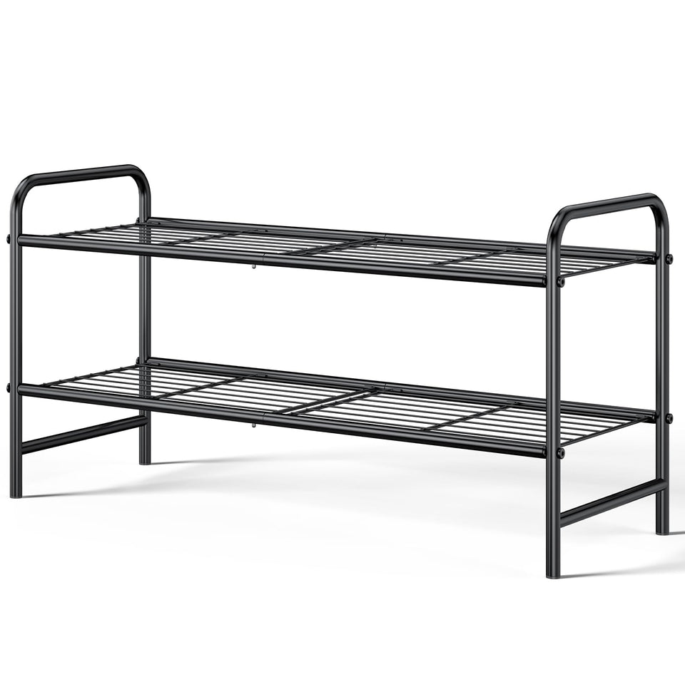 Kitsure shoe rack with stainless steel, two-tier design for organized everyday footwear