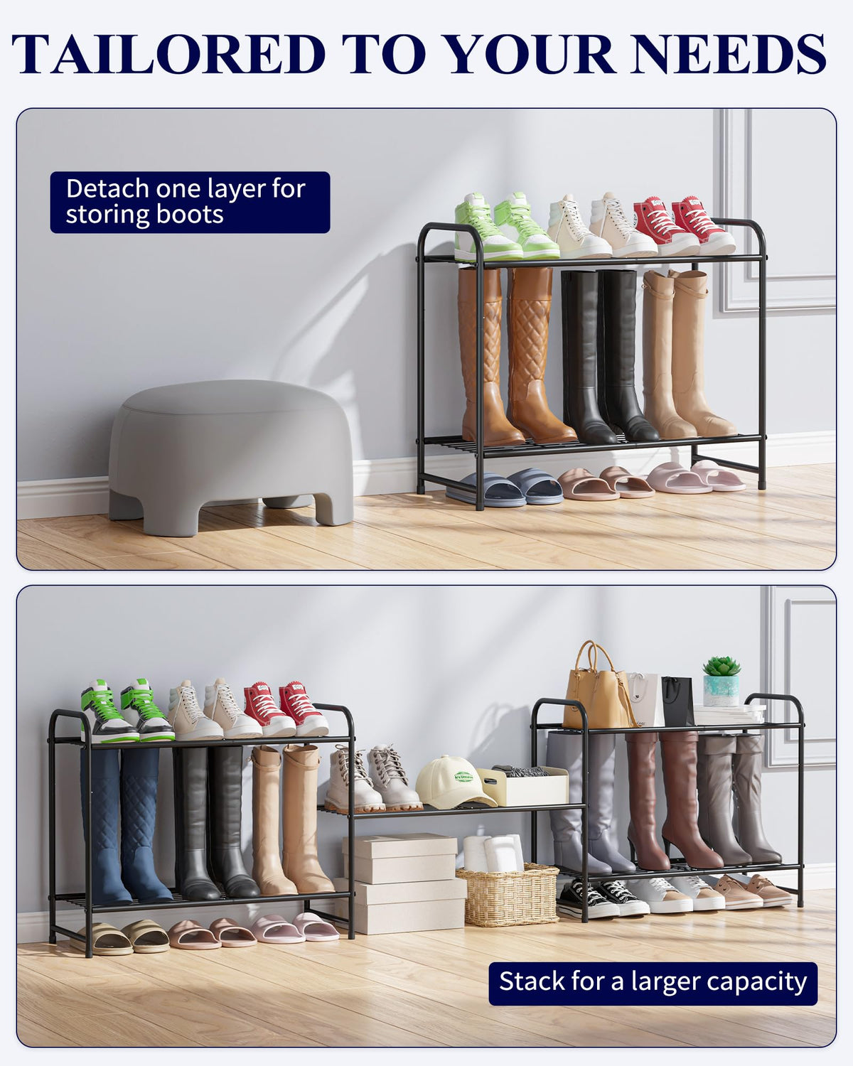 Kitsure shoe rack shelf supports up to 30 lb per level signaling reliability