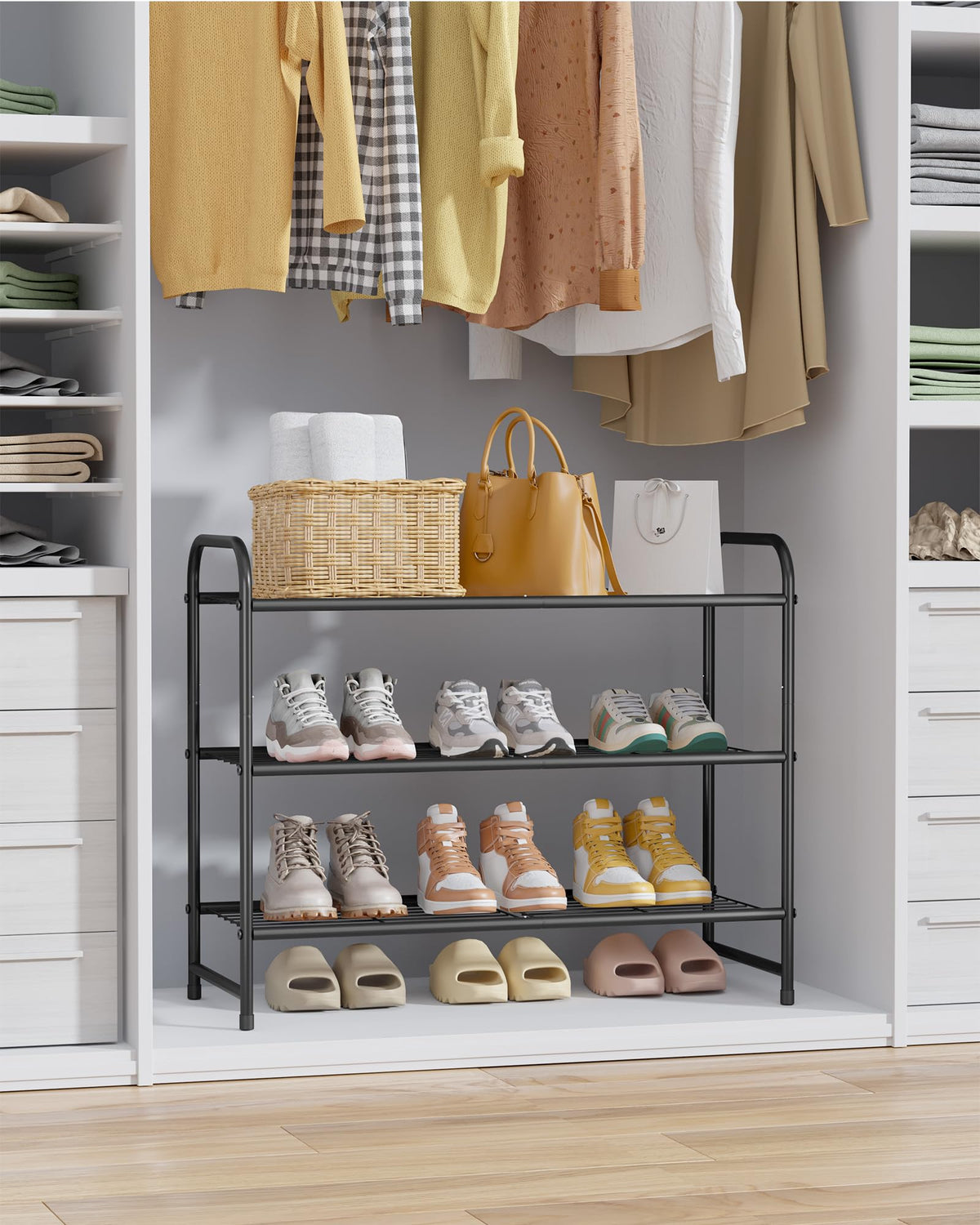 Kitsure shoe rack easy-assembly with snap buckles demonstrated