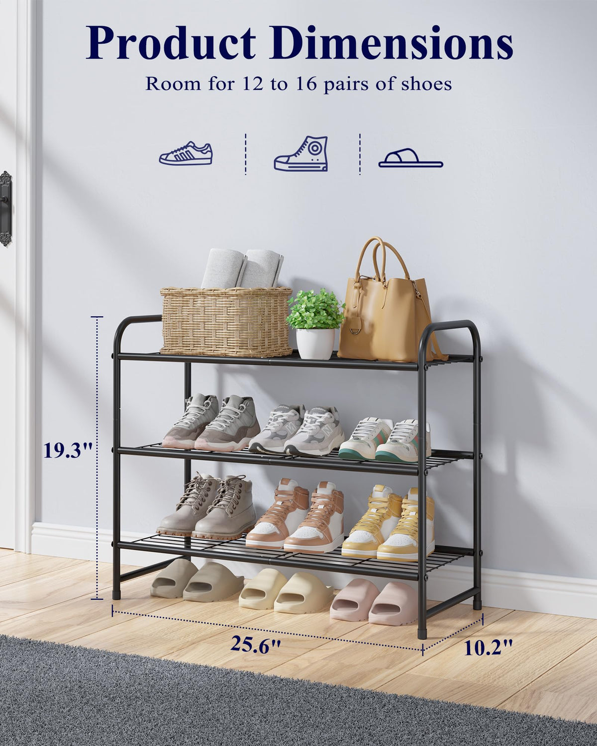 Kitsure shoe rack stackable design shown emphasizing customizable space