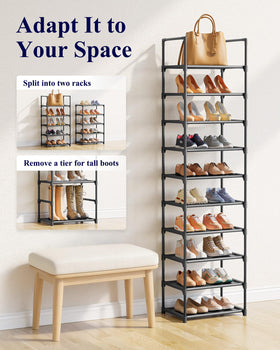 Kitsure tall vertical storage for organized shoes in a narrow space
