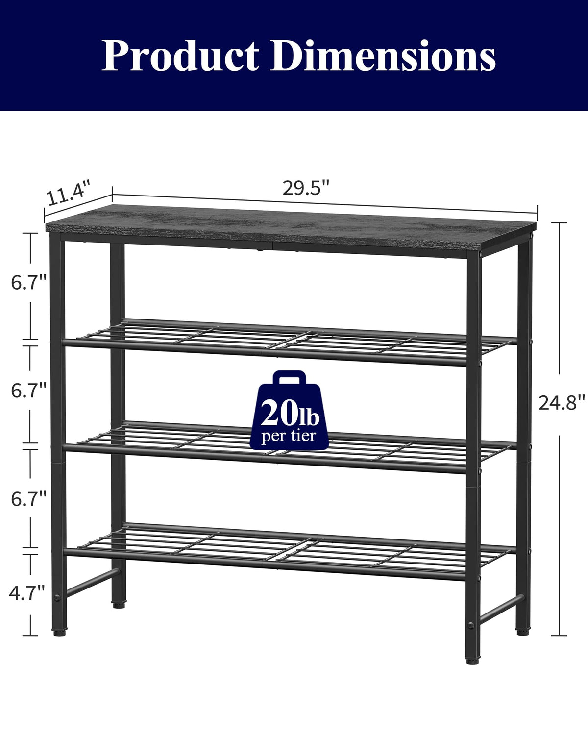 Kitsure shoe rack top shelf storage highlighting extra space for bags or decor.