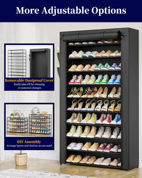 Kitsure vertical shoe rack design saves floor space in tight areas.