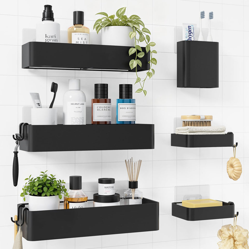 Kitsure shower caddy with adhesive wall mount keeps bathroom essentials organized and clutter-free