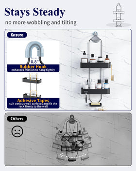 Stable, wobble-free design with wall-stabilizing hooks.
